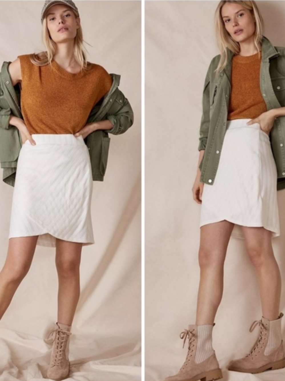 Anthropologie White Quilted Wrap-Front Mini Skirt